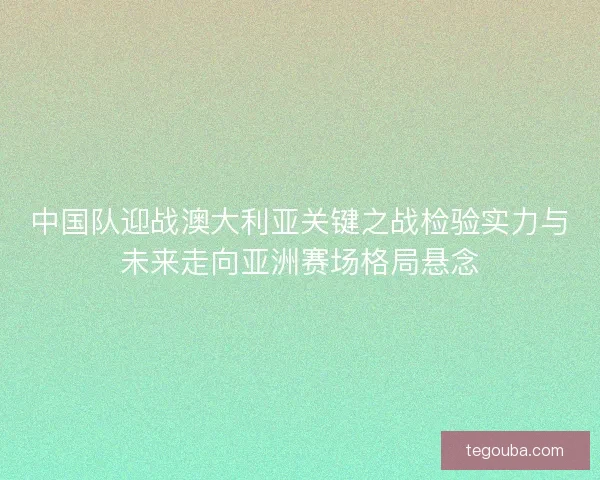 中国队迎战澳大利亚关键之战检验实力与未来走向亚洲赛场格局悬念