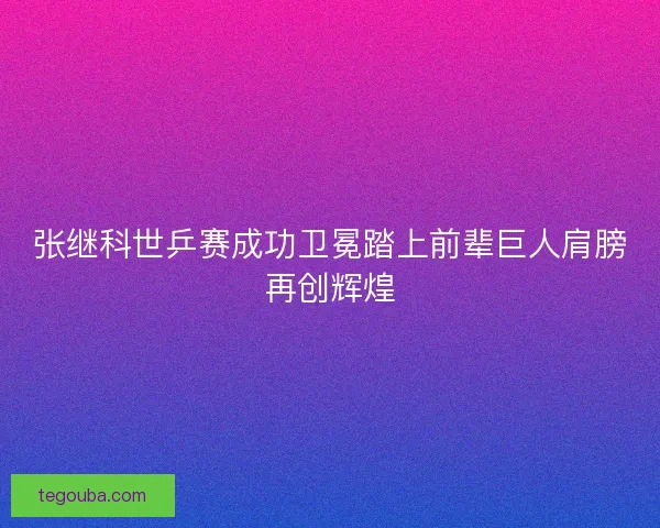 张继科世乒赛成功卫冕踏上前辈巨人肩膀再创辉煌