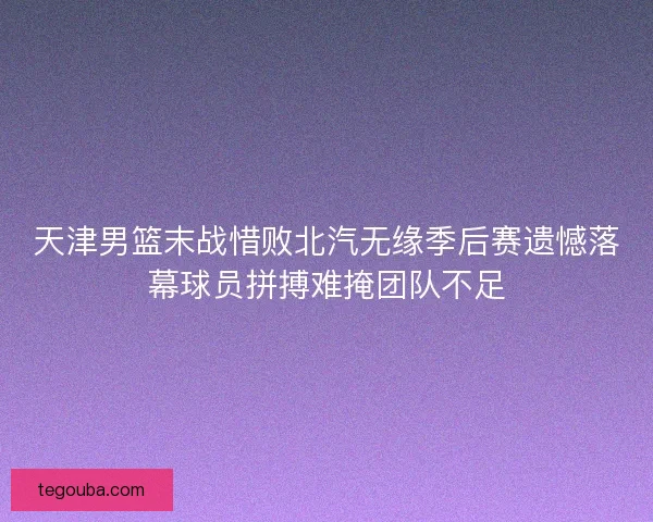 天津男篮末战惜败北汽无缘季后赛遗憾落幕球员拼搏难掩团队不足